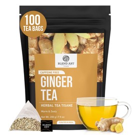 Blendart - Ginger Tea Bags, 100Teabags, 2g/bag - Premium Ginger Root Tea Bag - Warm & Spicy - Non-GMO - Caffeine-free - Support Digestion & Boost Immunity
