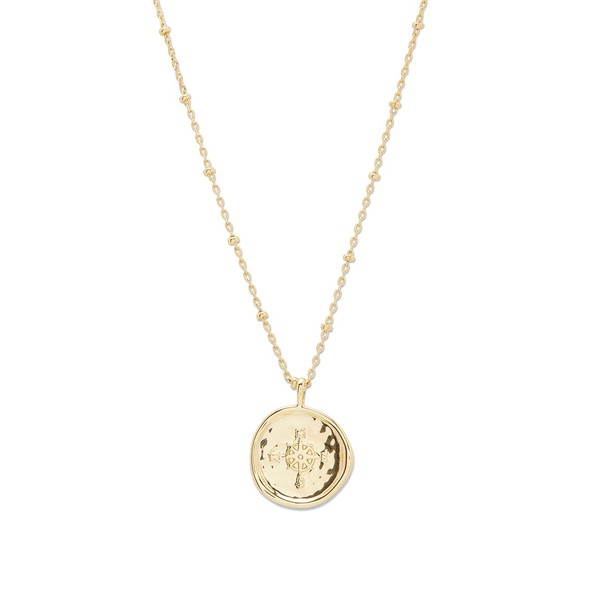 gorjana Women's Compass Coin Pendant Necklace, 18K Gold Plated Medallion,