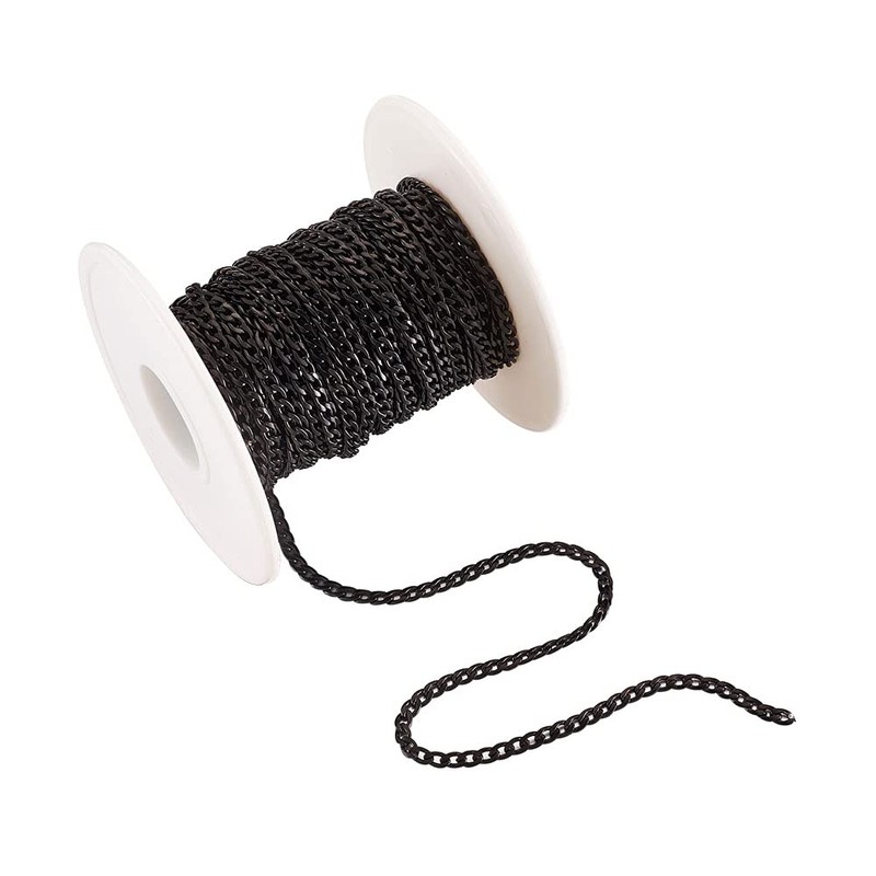32.8 Feet 304 Stainless Steel Curb Chains Electrophoresis Black Unwelded