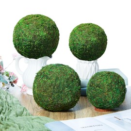 Maasechs 4 Pcs Large Green Moss Balls Artificial Moss Balls Spring Vase Bowl Fillers Hanging for Spring Home Wedding Garden Farmhouse Autumn Table Centerpieces Indoor Outdoor Decor (7.9'',5.9'')