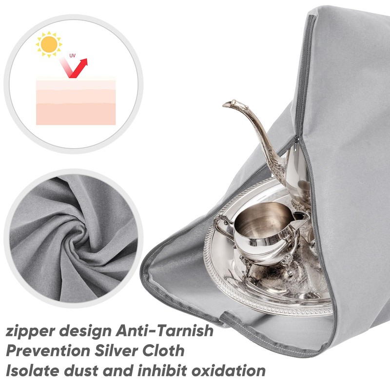 LEIFIDE Silver Storage Bags Oversized 24 x 30 Zipper Anti