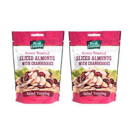 Fresh Gourmet Honey Roasted Sliced Almonds & Cranberries 3.5 Ounce (Pack of 2)