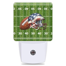 American Football Field Night Light Plug into Wall with Dusk to Dawn Light Sensors Helmet Football Night Light LED Lamp for Bedroom Hallway Home Wall Decor Nightlight for Girls Boys Men Women