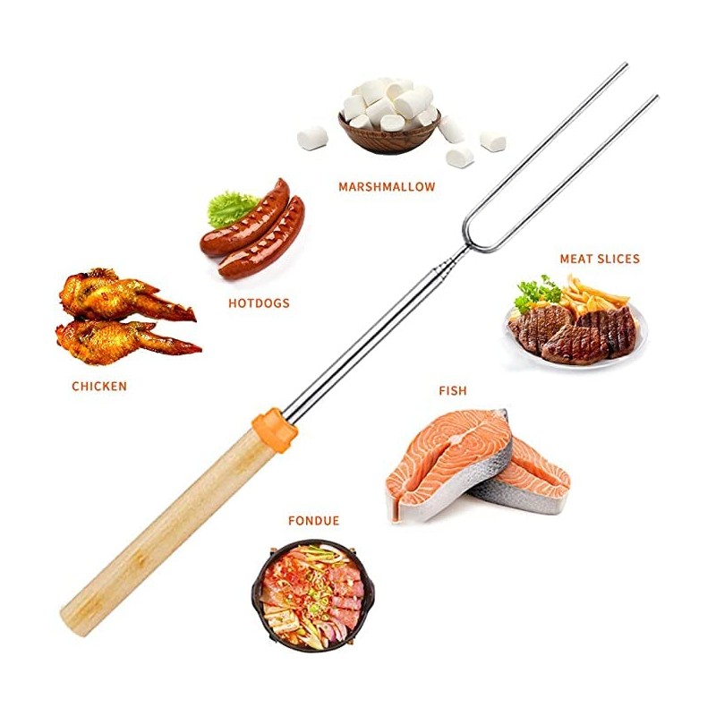 8 Pcs Roasting Sticks, Stainless Steel Roasting Sticks with Wooden