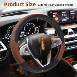 Lenkradbezug Leder, Heavy Duty Auto Lenkradhülle Lenkrad Abdeckung (rot)