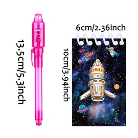 REAGAR Space Party Gifts, 12 UV Invisible Ink Pen and 12 Space Notebook, Space Birthday Gifts for Children