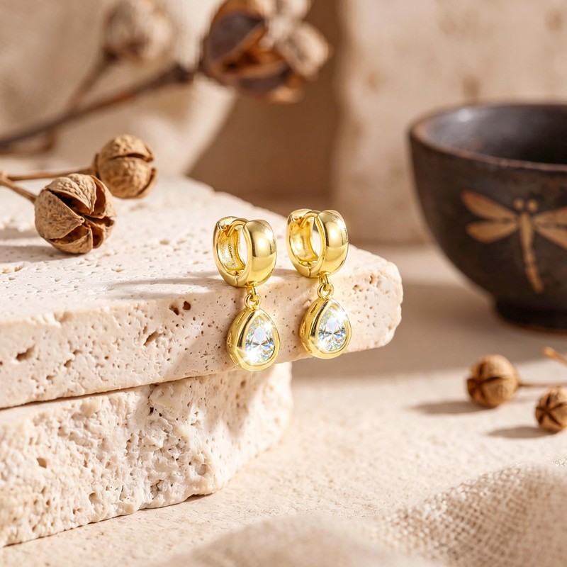 POAIIU Chunky Gold Earrings for Women Dangle Drop 14K Plated