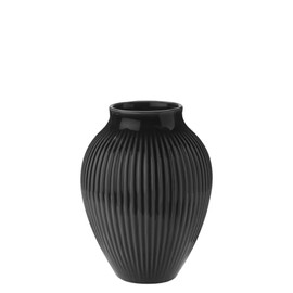 Knabstrup Black Fluted Vase Height 12.5cm