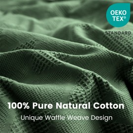 BISELINA 100% Cotton Waffle Weave Duvet Cover Set King Size 3 Pieces (1 Duvet Cover 104"x92", 2 Pillowcases) Soft Breathable Durable Chic Bedding Set for All Season - Olive Green, King Size