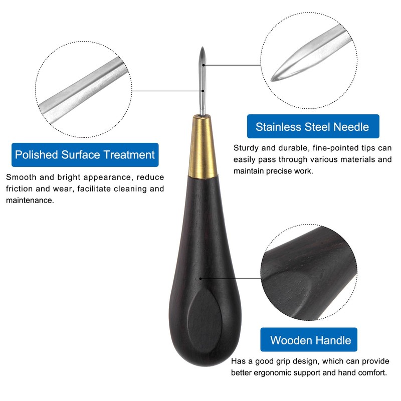 HARFINGTON Handwork Sewing Awl Set 3-5mm Rhombus Curved Taper Stitch