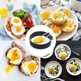 Egg Ring 2-Pack Stainless Steel Egg Rings with Anti-Scald Folding Handle Non Stick Coating Suitable for Egg Frying,Shaping,Pancakes,Mini Burger (2 Pcs)