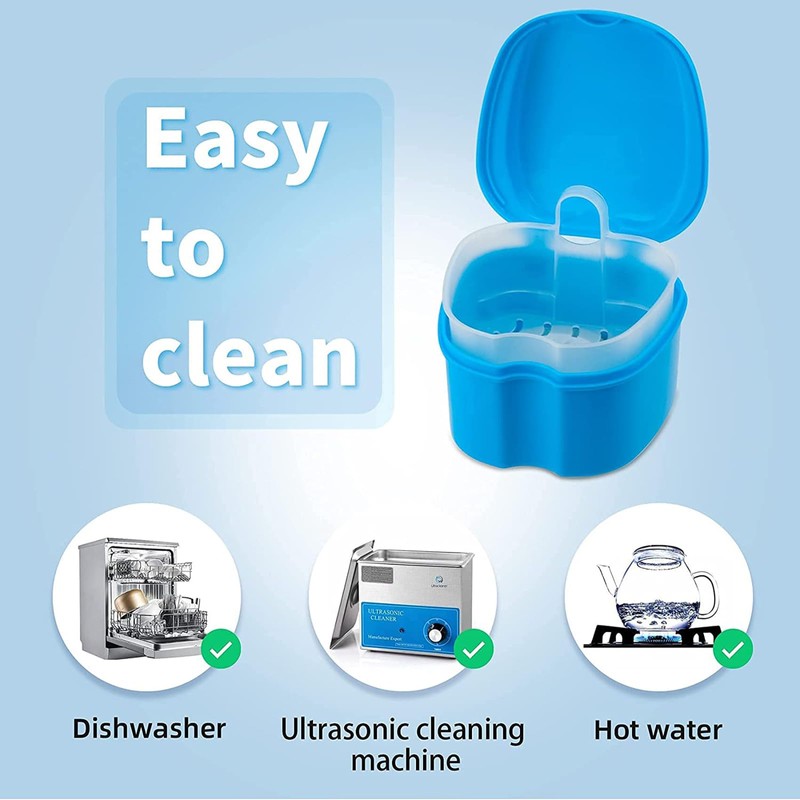 Denture Case Denture Cup with Strainer - Denture Bath Box