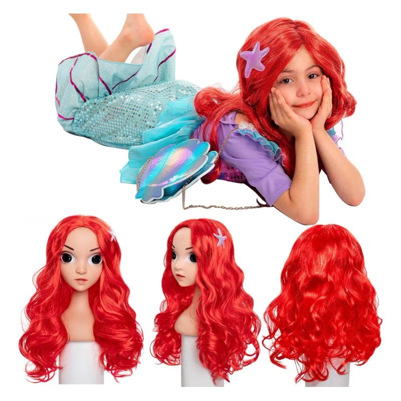 Peluca De Princesa Ariel Sirenita De Cosplay Para Niñas