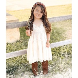 BULINGNA Kids Toddler Baby Girl Boho Halter Dress Polka Dot Tutu Skirt SplicedMidi Dress Beachwear (White, 2-3T)