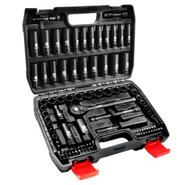 LLNEDL Impact Socket Set 3/8 Drive,95Pcs Deep&Shallow Socket Wrench Set,6 Point Metric&Standard Full |5/16"-3/4",8-22mm| with Spark Plug Sockets,72T Ratchet Handle, Screwdrivers for Automotive&Home