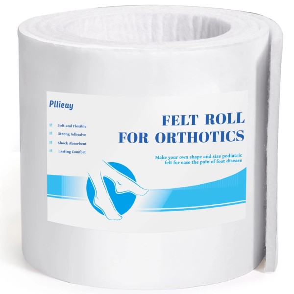 Pllieay Adhesive Felt Premium Grade, Orthopedic Felt Roll 1/4" X