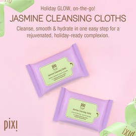 Pixi Beauty Jasmine Cleansing Cloths Mini |Cleansing, Smoothing, and Hydrating Disposable Face Towelettes| Pack of 10 Face Wipes