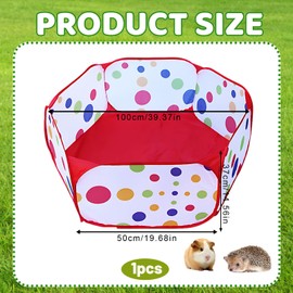 Hamster Playpen, Pop Up Play Pen for Small Animals, Indoor/Outdoor Pet Exercise Pen, Red Foldable Playpen with Sturdy Steel Frame, 100cm Diameter, 37cm Height