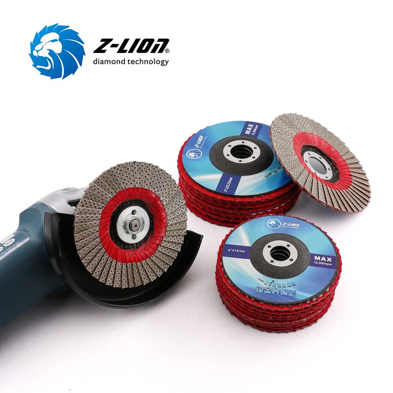 Z-LION 4 Inch Diamond Flap Disc 120 Grit Sanding Wheel