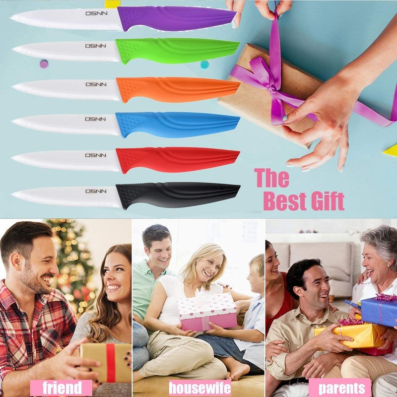 DSNN Steak Knives Set of 6 Muti-color Kitchen Ceramic Knife