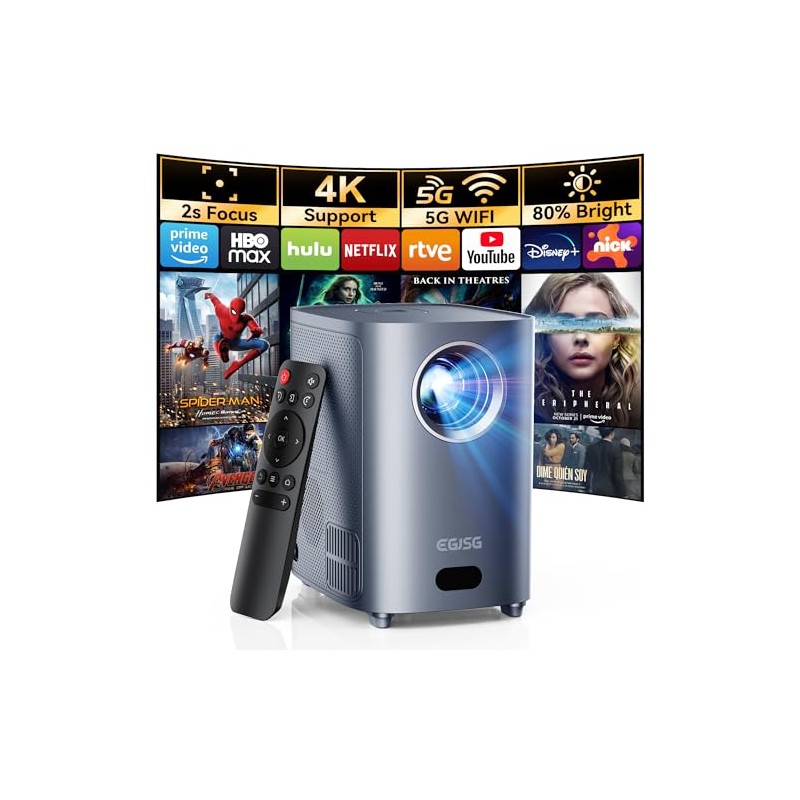 [Electric Focus] Mini Projector with 5G WiFi and Bluetooth, 4K