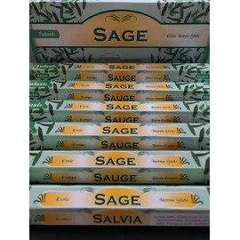 Sage Aromatic Incense Sage, Natural Aromatherapy Incense, Bars and Incense Sticks, Box of 6 Packs of 20 Units, Long Lasting
