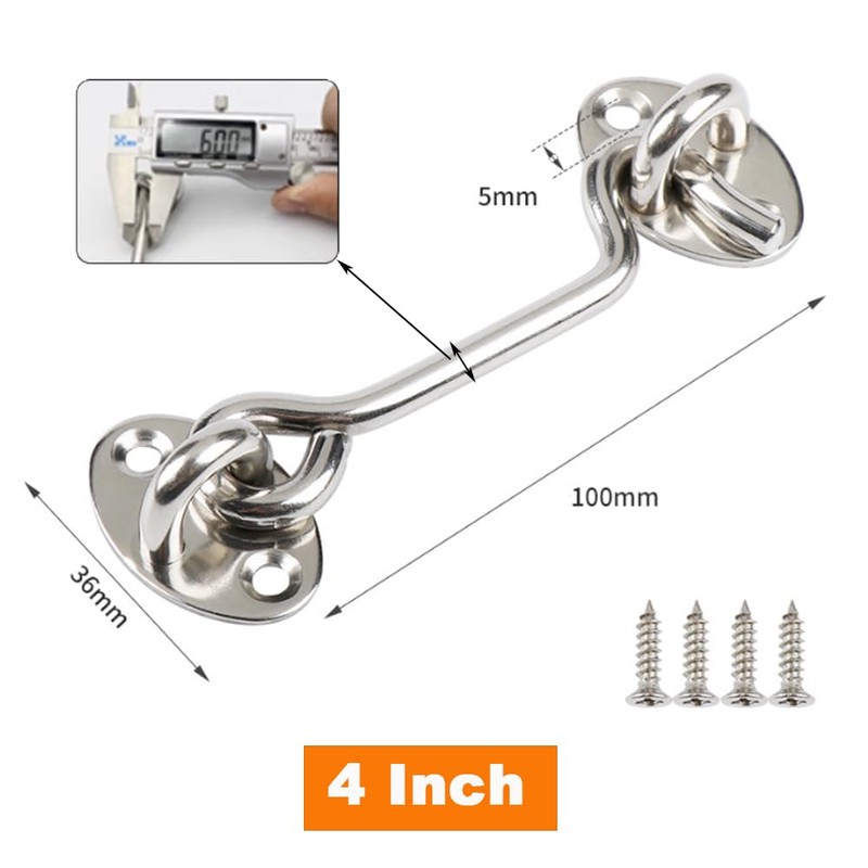 Cabin Hook Door Latch 2 Pack Stainless Steel Eye Latch