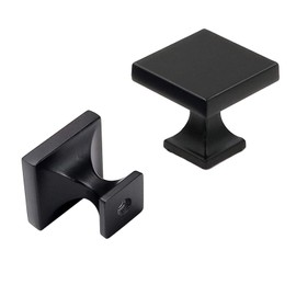 goldenwarm 25 Pack Black Cabinet Knobs for Dresser Drawers Kitchen Hardware Handles 1.1 inch Width Square Knob for Cabinets,Zinc Alloy