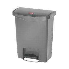 Rubbermaid Commercial Products Streamline Slim Step-On Plastic Trash/Garbage Can, 8-Gallon, Gray, Wastebasket for Home/Kitchen/Hospital/Healthcare Facility