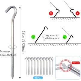 Pack of 12 tent pegs, tent pegs, long and robust pegs for hard floors and normal, ideal for garden, camping, fishing and camping