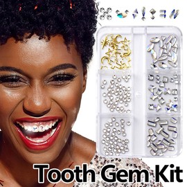 WATRZ Teeth Gems DIY kit Sparkling Crystal Jewelry with Secure Glue& Light, Perfect G belly ift for Girls,Trendy Oral Bling grillz Fashion vampire body jewelry grill dental accessory - size: 280-picies