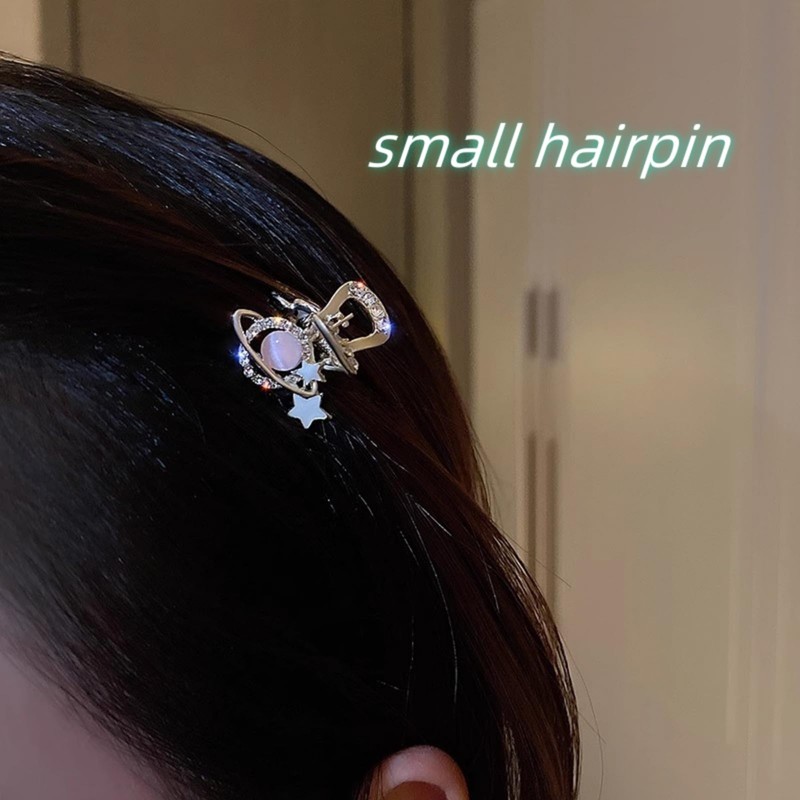 KANXINR 5 Pcs Cute Pink Planet Small Hair Clip Bangs