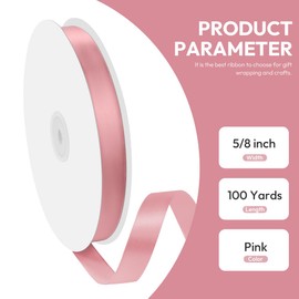 Quhora 5/8" x 100 Yards Satin Ribbon - Rose Gold Silk Ribbon with Spool - Ideal for Gift Wrapping, Floral Bouquets, Crafts, Wedding Party Decorations, Christmas and Sewing Projects