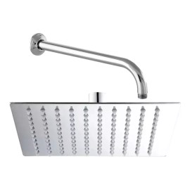 Fontein Regadera Cuadrada Acero Inox 8 PuLG + Tubo 50cm Y Chapetón