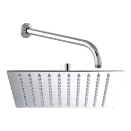 Fontein Regadera Cuadrada Acero Inox 8 PuLG + Tubo 50cm Y Chapetón