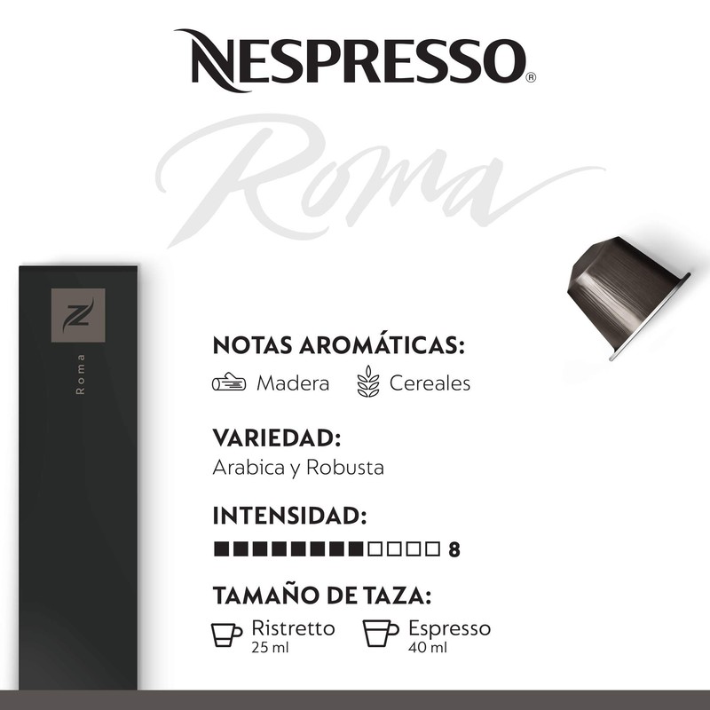 Nespresso, Café Ispirazione Roma, Paquete de 50 cápsulas de Sistema