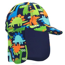 Gifts Treat Children's Legionary Hat, UPF 50+ Sun Protection, Swimming Cap, Flap Hat in Dinosaur Pattern for Children, Boys Sun Hat with Neck Protection, UV FLAP Dinosaurs