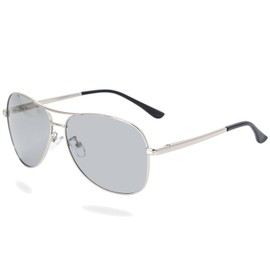 ZENZERO UV400 Men's Sunglasses, Dimming Sunglasses, Polarized, Auto Color Changing Lens, Teardrop, silver frame