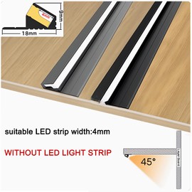 JARBIH 5Pack Surface Mounted LED Linear Aluminum Profile, 45 Degree Led Bars Invisible Oblique Beam Lamp Bookcase Layer Shelf Led Channel Kitchen Closet Hidden Lighting(100cm, Gray)
