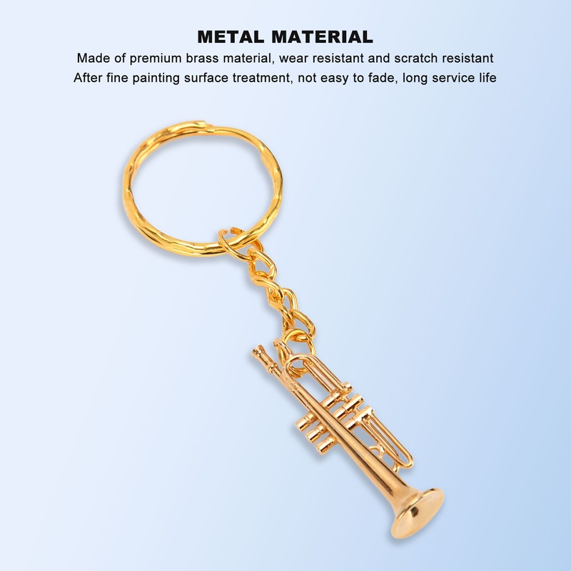Trumpet Key Chain Pendant Metal Brass Fashionable Stylish Musical Instruments