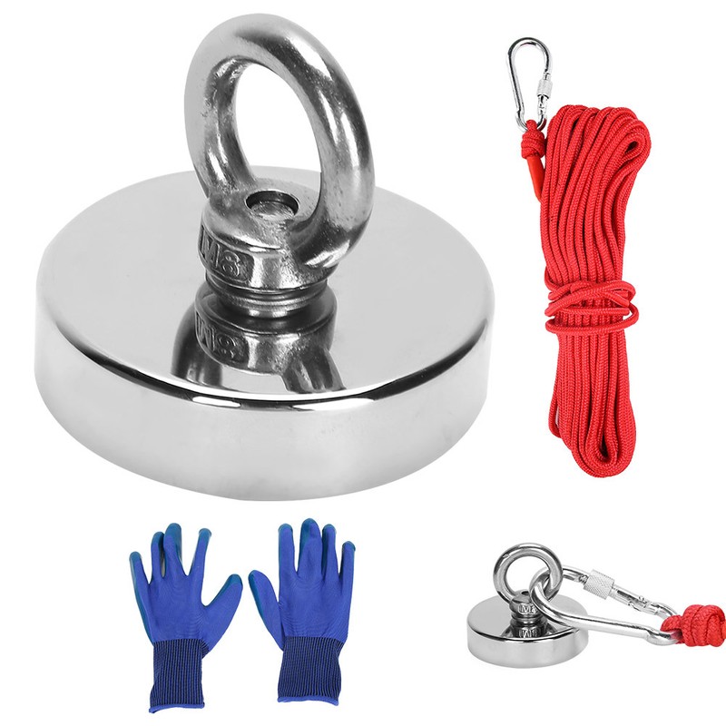 Strong Powerful Round Salvage Fishing Magnet with 20m Rope Kit