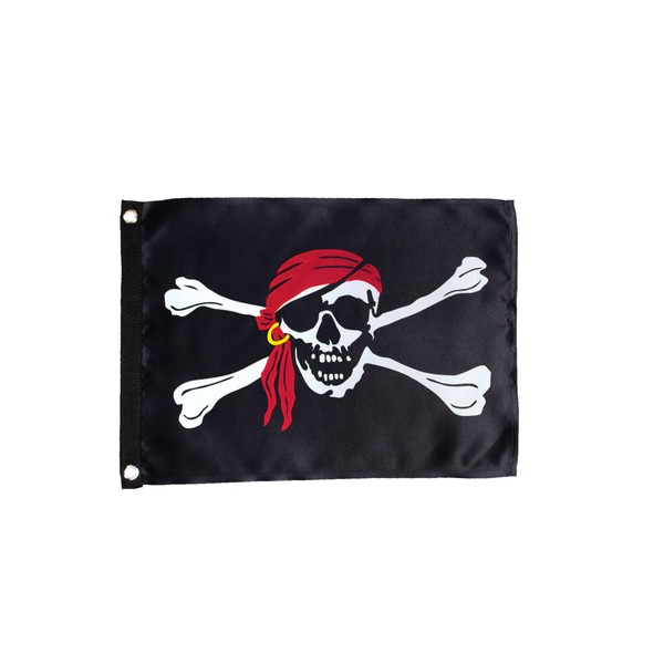 In the Breeze 3683 Lustre, Jolly Roger 12" x 18" Grommet Flag
