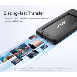 JOIOT 512G Portable SSD Up to 2000MB/s USB-C USB 3.2 Gen 2x2 External SSD with Protective Case Shockproof Type-C External Solid State Drive