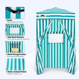 EAGLE PEAK Flex Ultra Compact 4x4 Pop-up Canopy, Sun Shelter, Changing Room, Portable Privacy Canopy Cabana for Pool, Fashion Photoshoots, or Camping, White/Light Blue