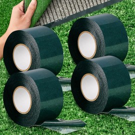 4 Rolls 2 in x 16.5 ft Double Sided Turf Tape Artificial Grass Tape Self Adhesive Grass Rug Tape Artificial Turf Tape for Lawn Garden Carpet Connecting Outdoor Carpet