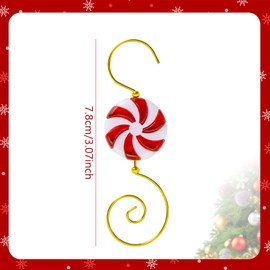 ALLY-MAGIC Christmas Ornaments Hooks 10pcs Candy-Shaped Christmas Tree Hangers Hook Metal Bauble Hooks for Xmas Party Decorations Home Wedding DIY Crafts Hanging Decor Y7TGGG