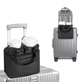 Luggage Cup Holder Suitcase Portable Foldable Fits Suitcase Handle Universal Luggage Accessories for Flight Attendants Business Travelers, black