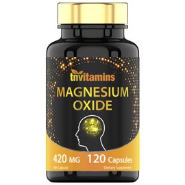 tnvitamins Óxido de magnesio 420 mg - 120 cápsulas  Suministro para 4 meses  100 del valor diario de óxido de magnesio en una cápsula  Óxido de...    