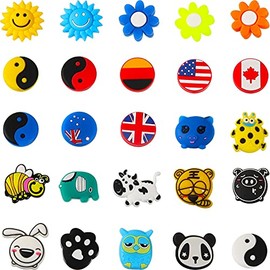 Chalyna 25 Pieces Tennis Racket Vibration Dampeners Silicone Tennis Dampeners Cartoon Vibration Dampeners for Tennis Racket Racquetball