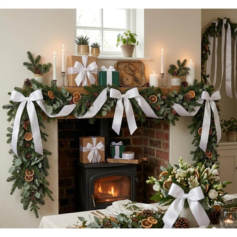 Decoraparty Nastro Bianco 50 mm in Doppio Raso da 25